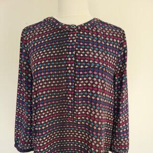 NYDJ | Polka Dot Pleat Back Blouse | Size Medium
